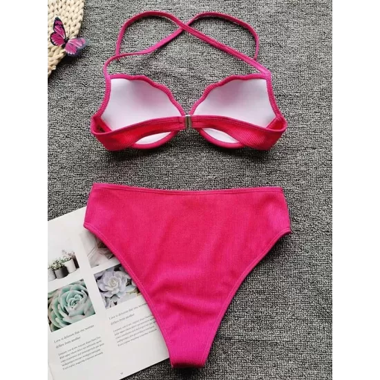 Shell Type Solid Color Split Bikini Swimsuit Shell Type Solid Color Split Bikini Swimsuit