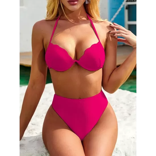 Shell Type Solid Color Split Bikini Swimsuit Shell Type Solid Color Split Bikini Swimsuit