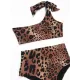 Asymmetric Bandage Leopard-Print Bikini Swimsuit Asymmetric Bandage Leopard-Print Bikini Swimsuit