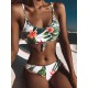 Spaghetti-Neck Floral Bralette Hipster Split Bikini Swimsuit Spaghetti-Neck Floral Bralette Hipster Split Bikini Swimsuit