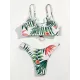 Spaghetti-Neck Floral Bralette Hipster Split Bikini Swimsuit Spaghetti-Neck Floral Bralette Hipster Split Bikini Swimsuit