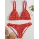 Floral-Print Triangles Backless Split Bikini Swimsuit Floral-Print Triangles Backless Split Bikini Swimsuit