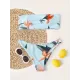 Floral-Print Bandeau Split Bikini Swimsuit Floral-Print Bandeau Split Bikini Swimsuit
