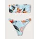 Floral-Print Bandeau Split Bikini Swimsuit Floral-Print Bandeau Split Bikini Swimsuit