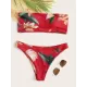 Floral-Print Bandeau Split Bikini Swimsuit Floral-Print Bandeau Split Bikini Swimsuit