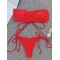 Solid Color Bandeau Knotted Split Bikini Swimsuit