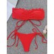 Solid Color Bandeau Knotted Split Bikini Swimsuit Solid Color Bandeau Knotted Split Bikini Swimsuit