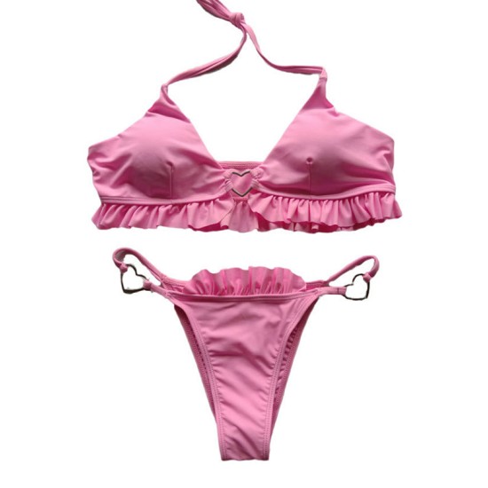 Sexy Solid Color Falbala Bikini Swimsuit Sexy Solid Color Falbala Bikini Swimsuit