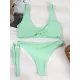 Solid Color V-Neck Bralette Hipster Simple Bikini Swimwear Solid Color V-Neck Bralette Hipster Simple Bikini Swimwear