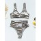 Wet Look Asymmetric Hollow Split Bikini Swimsuit