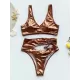 Wet Look Asymmetric Hollow Split Bikini Swimsuit Wet Look Asymmetric Hollow Split Bikini Swimsuit