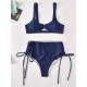 Solid Color Bandage Embellished Split Bikini Swimsuit Solid Color Bandage Embellished Split Bikini Swimsuit