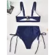 Solid Color Bandage Embellished Split Bikini Swimsuit Solid Color Bandage Embellished Split Bikini Swimsuit