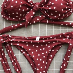 Knot Polka-Dot Bikinis Swimwear