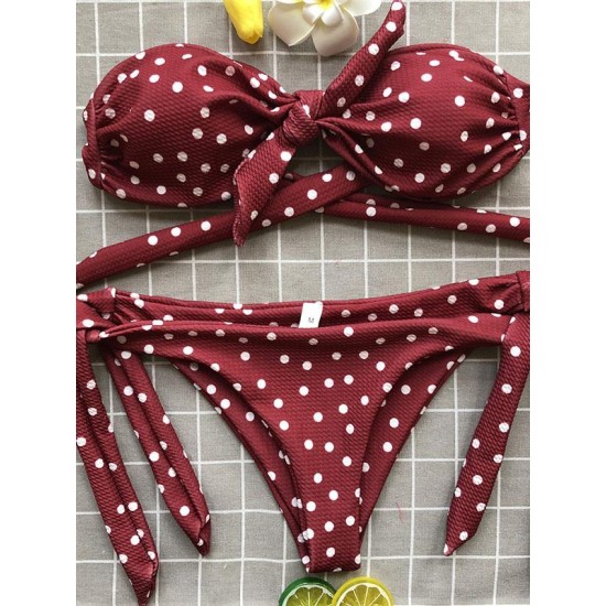 Knot Polka-Dot Bikinis Swimwear Knot Polka-Dot Bikinis Swimwear