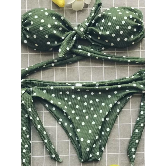 Knot Polka-Dot Bikinis Swimwear Knot Polka-Dot Bikinis Swimwear