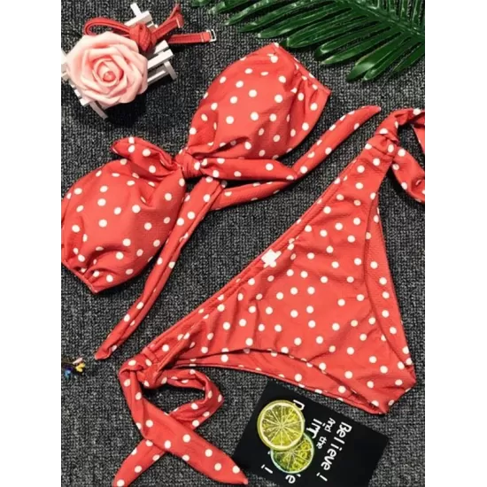 Knot Polka-Dot Bikinis Swimwear Knot Polka-Dot Bikinis Swimwear