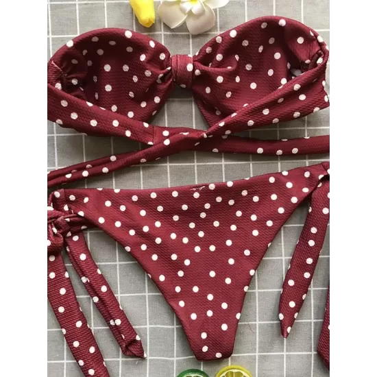 Knot Polka-Dot Bikinis Swimwear Knot Polka-Dot Bikinis Swimwear