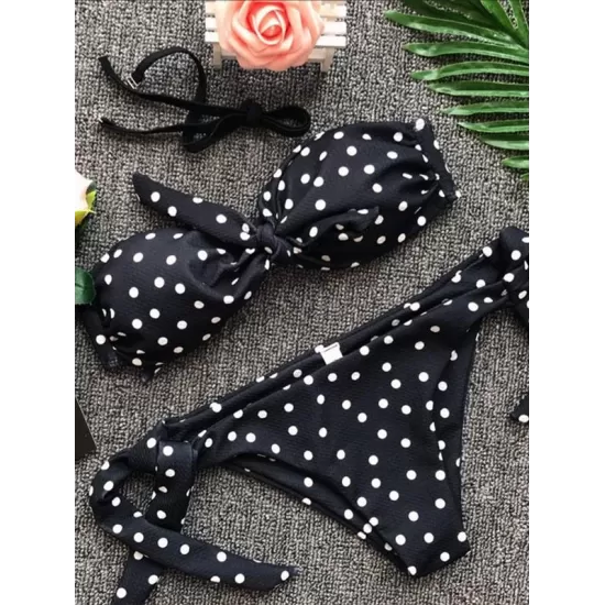 Knot Polka-Dot Bikinis Swimwear Knot Polka-Dot Bikinis Swimwear