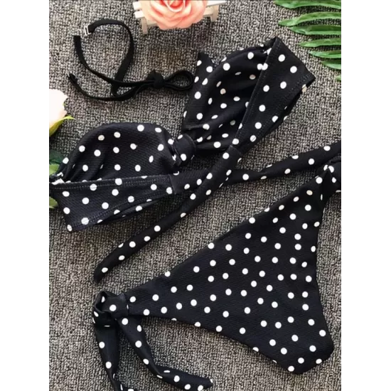 Knot Polka-Dot Bikinis Swimwear Knot Polka-Dot Bikinis Swimwear