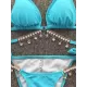 Gorgeous Embellished Bandage Triangles Split Bikini Swimsuit Gorgeous Embellished Bandage Triangles Split Bikini Swimsuit