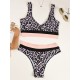 Sleeveless Leopard Print High-Waisted Split Bikini Swimsuit Sleeveless Leopard Print High-Waisted Split Bikini Swimsuit