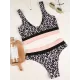 Sleeveless Leopard Print High-Waisted Split Bikini Swimsuit Sleeveless Leopard Print High-Waisted Split Bikini Swimsuit