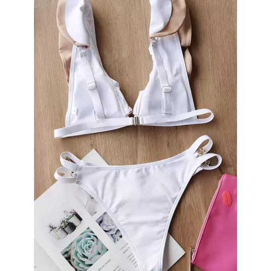 Flared Sleeves V-Neck Split Bikini Swimsuit Flared Sleeves V-Neck Split Bikini Swimsuit