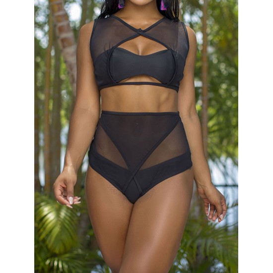 See-Through Chiffon Split-Joint Hollow Split Bikini Swimsuit See-Through Chiffon Split-Joint Hollow Split Bikini Swimsuit