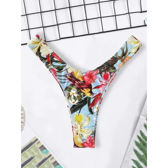 Floral-Print Triangles Low Waist Bikini Pants Floral-Print Triangles Low Waist Bikini Pants