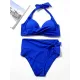 Solid Color Padded Ruffled Bandage Bikini Swimwear Solid Color Padded Ruffled Bandage Bikini Swimwear
