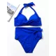 Solid Color Padded Ruffled Bandage Bikini Swimwear Solid Color Padded Ruffled Bandage Bikini Swimwear