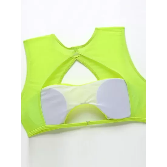 Fluorescent Hollow Split-Joint Split Bikini Swimsuit Fluorescent Hollow Split-Joint Split Bikini Swimsuit