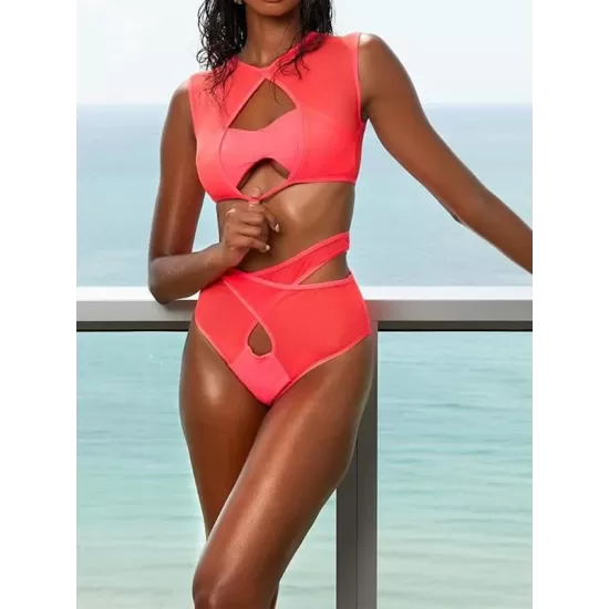 Fluorescent Hollow Split-Joint Split Bikini Swimsuit Fluorescent Hollow Split-Joint Split Bikini Swimsuit