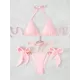 Backless Bandage Hollow Solid Color Padded Deep V-Neck Bikini Swimsuit Backless Bandage Hollow Solid Color Padded Deep V-Neck Bikini Swimsuit