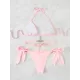 Backless Bandage Hollow Solid Color Padded Deep V-Neck Bikini Swimsuit Backless Bandage Hollow Solid Color Padded Deep V-Neck Bikini Swimsuit
