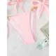 Backless Bandage Hollow Solid Color Padded Deep V-Neck Bikini Swimsuit Backless Bandage Hollow Solid Color Padded Deep V-Neck Bikini Swimsuit