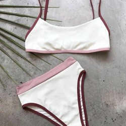 Contrast Color Split-Joint Split Bikini Swimsuit
