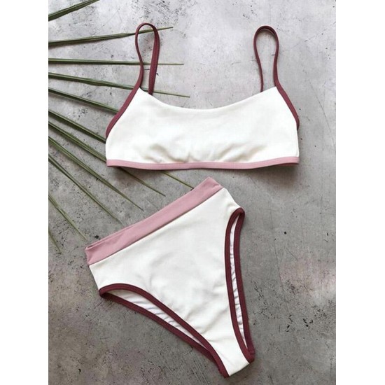 Contrast Color Split-Joint Split Bikini Swimsuit Contrast Color Split-Joint Split Bikini Swimsuit