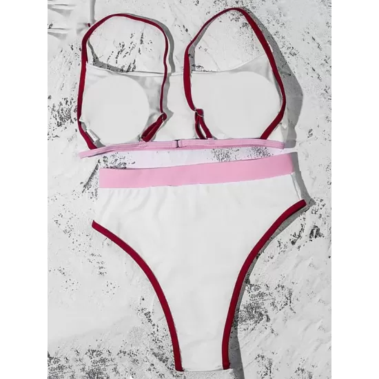 Contrast Color Split-Joint Split Bikini Swimsuit Contrast Color Split-Joint Split Bikini Swimsuit
