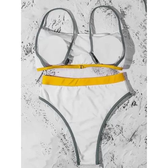 Contrast Color Split-Joint Split Bikini Swimsuit Contrast Color Split-Joint Split Bikini Swimsuit