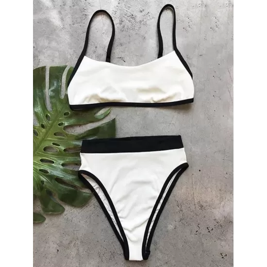 Contrast Color Split-Joint Split Bikini Swimsuit Contrast Color Split-Joint Split Bikini Swimsuit