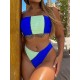 Contrast Color Split-Joint Tube Bikini Swimwear Contrast Color Split-Joint Tube Bikini Swimwear