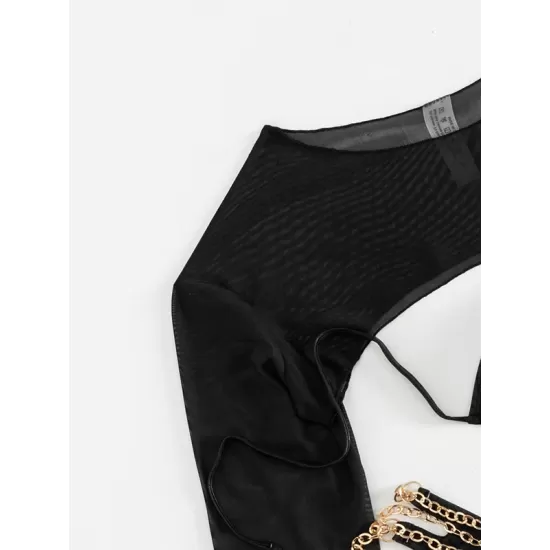 Three-Piece Suit Bandage Belly-Hollow Snakeskin Halter-Neck Bikini Swimsuit Three-Piece Suit Bandage Belly-Hollow Snakeskin Halter-Neck Bikini Swimsuit