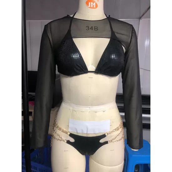 Three-Piece Suit Bandage Belly-Hollow Snakeskin Halter-Neck Bikini Swimsuit Three-Piece Suit Bandage Belly-Hollow Snakeskin Halter-Neck Bikini Swimsuit