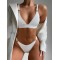 Solid Color Triangle Chains Elastics Bikini Swimwear