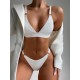 Solid Color Triangle Chains Elastics Bikini Swimwear Solid Color Triangle Chains Elastics Bikini Swimwear