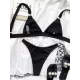 Solid Color Triangle Chains Elastics Bikini Swimwear Solid Color Triangle Chains Elastics Bikini Swimwear