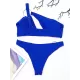 Blue Hollow One-Shoulder Bikini Swimsuit Blue Hollow One-Shoulder Bikini Swimsuit
