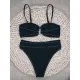 Embellished Solid Color Bandeau Split Bikini Swimsuit Embellished Solid Color Bandeau Split Bikini Swimsuit